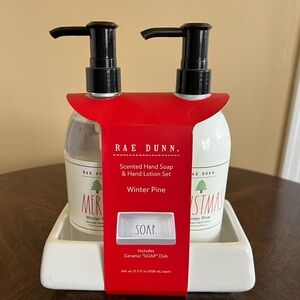 Rae Dunn soap and lotion set